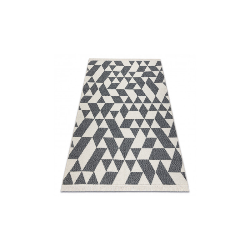 Dywan TWIN 22992 Geometryczny, bawełna, dwustronny Ekologiczny frędzle - antracyt / krem 200x290cm