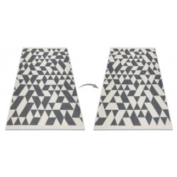Dywan TWIN 22992 Geometryczny, bawełna, dwustronny Ekologiczny frędzle - antracyt / krem 200x290cm