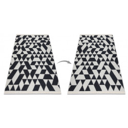 Dywan TWIN 22992 Geometryczny, bawełna, dwustronny Ekologiczny frędzle - czarny / krem 60x90cm