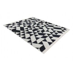Dywan TWIN 22992 Geometryczny, bawełna, dwustronny Ekologiczny frędzle - czarny / krem 180x270cm