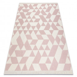 Dywan TWIN 22992 Geometryczny, bawełna, dwustronny Ekologiczny frędzle - różowy / krem 180x270cm