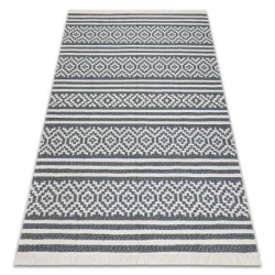 Dywan TWIN 22996 Geometryczny, pasy bawełna, dwustronny Ekologiczny frędzle - antracyt / krem 60x90cm
