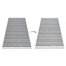 Dywan TWIN 22996 Geometryczny, pasy bawełna, dwustronny Ekologiczny frędzle - antracyt / krem 180x270cm
