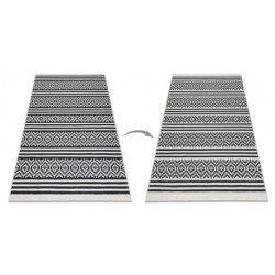 Dywan TWIN 22996 Geometryczny, pasy bawełna, dwustronny Ekologiczny frędzle - czarny / krem 100x200cm