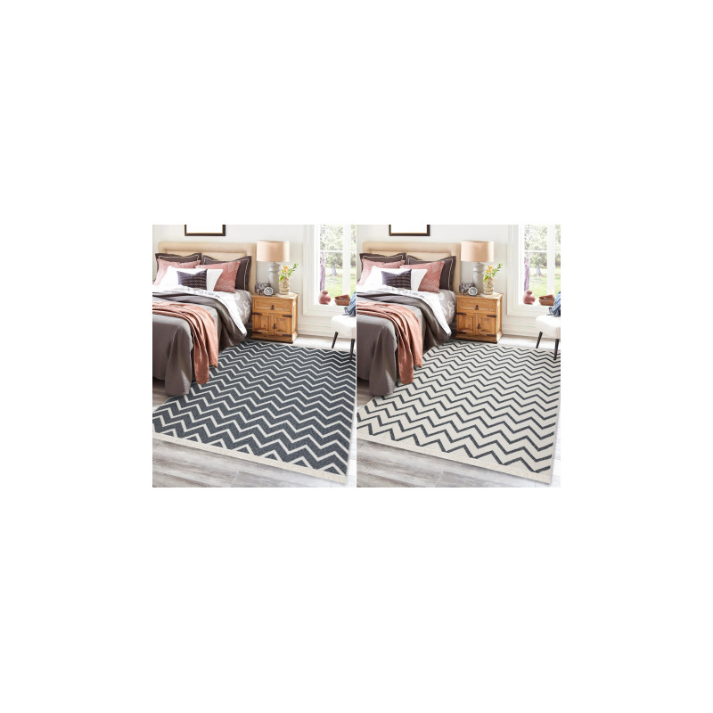 Dywan TWIN 23002 Zygzak, bawełna, dwustronny Ekologiczny frędzle - antracyt / krem 60x90cm Dywan TWIN 23002 Zygzak, bawełna, dwustronny Ekologiczny frędzle - antracyt / krem 60x90cm