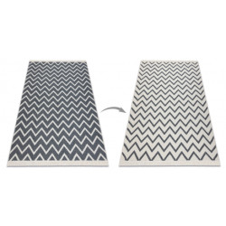 Dywan TWIN 23002 Zygzak, bawełna, dwustronny Ekologiczny frędzle - antracyt / krem 100x200cm