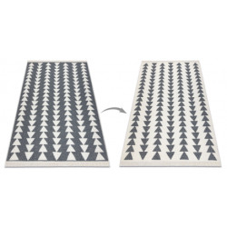 Dywan TWIN 22994 Geometryczny, trójkąty pasy bawełna, dwustronny Ekologiczny frędzle - antracyt / krem 120x170cm