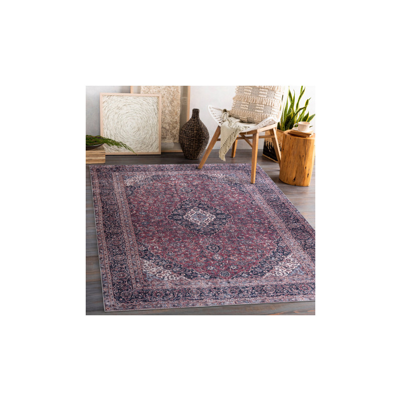 Dywan do prania ANDRE 2288 Orientalny vintage, antypoślizgowy - bordo / szary 80x150cm