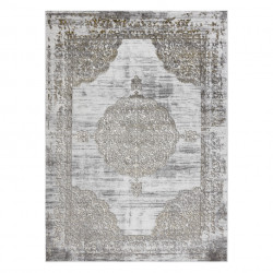 Dywan LIRA E1468 Rozeta, strukturalny, nowoczesny, glamour - szary / złoty 160x220cm