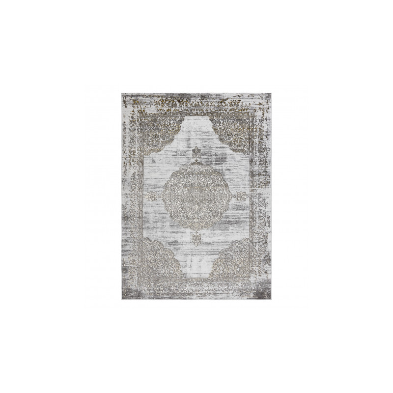 Dywan LIRA E1468 Rozeta, strukturalny, nowoczesny, glamour - szary / złoty 240x330cm