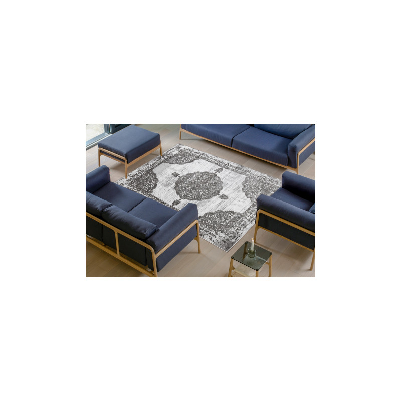 Dywan LIRA E1468 Rozeta, strukturalny, nowoczesny, glamour - szary 140x190cm