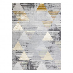 Dywan LIRA E1627 Trójkąty geometryczny, strukturalny, nowoczesny, glamour - szary / złoty 140x190cm