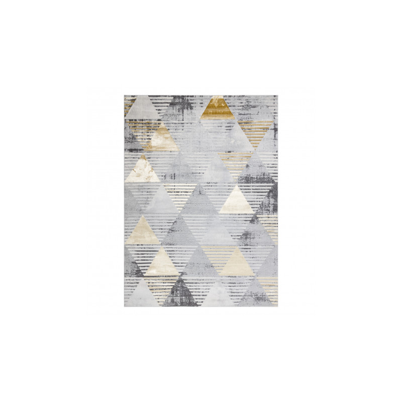 Dywan LIRA E1627 Trójkąty geometryczny, strukturalny, nowoczesny, glamour - szary / złoty 140x190cm