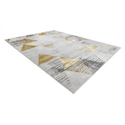 Dywan LIRA E1627 Trójkąty geometryczny, strukturalny, nowoczesny, glamour - szary / złoty 140x190cm