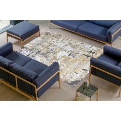 Dywan LIRA G6704 Vintage przecierany, strukturalny, nowoczesny, glamour - złoty / szary 80x150cm
