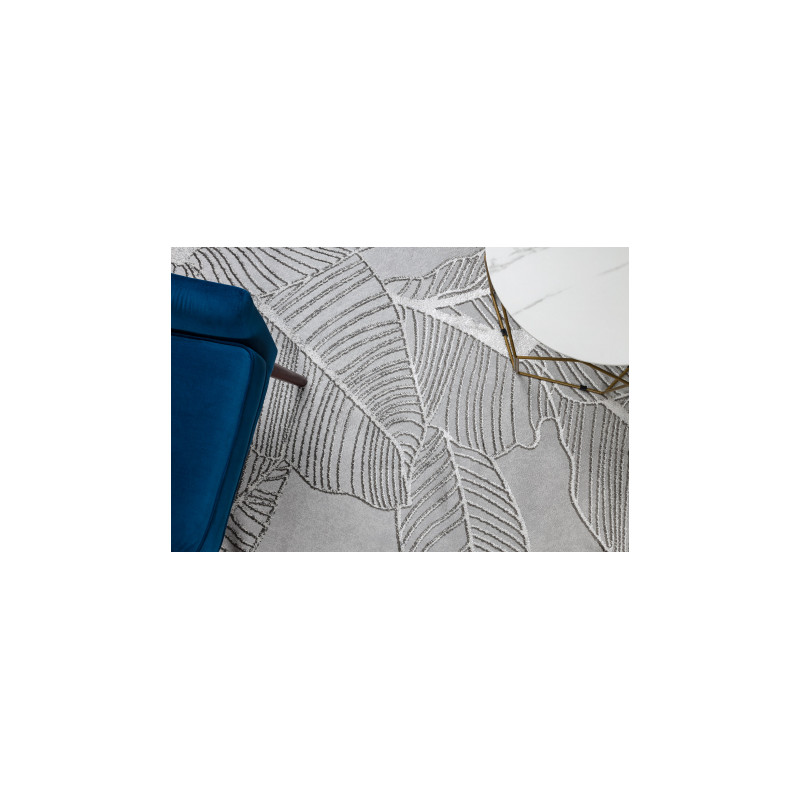Dywan LIRA E1482 Liście strukturalny, nowoczesny, glamour - szary 200x290cm