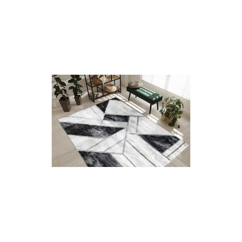 Dywan EMERALD ekskluzywny 81953 glamour, stylowy marmur, geometryczny czarny / srebrny  240x330cm