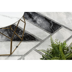 Dywan EMERALD ekskluzywny 81953 glamour, stylowy marmur, geometryczny czarny / srebrny  280x370cm