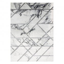 Dywan EMERALD ekskluzywny 0085 glamour, stylowy marmur, geometryczny biały / srebrny 80x150cm