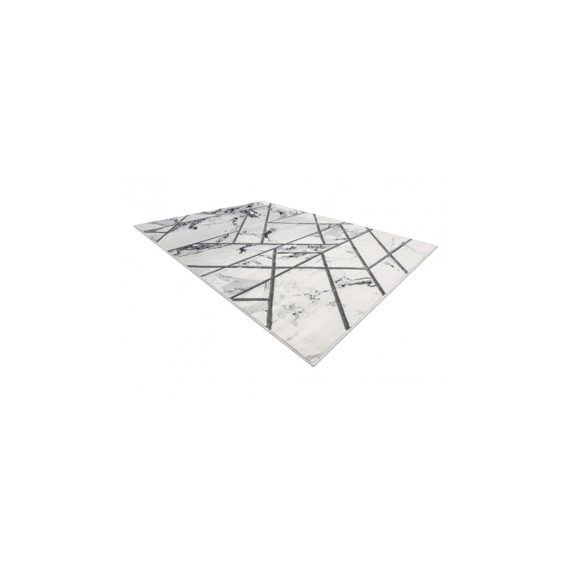Dywan EMERALD ekskluzywny 0085 glamour, stylowy marmur, geometryczny biały / srebrny  180x270cm