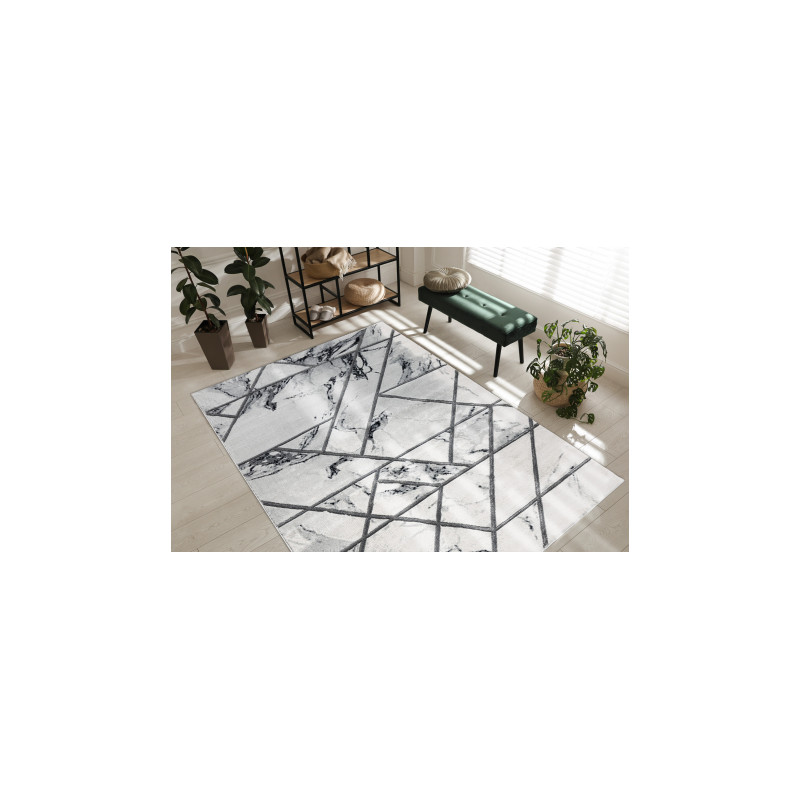 Dywan EMERALD ekskluzywny 0085 glamour, stylowy marmur, geometryczny biały / srebrny 200x290cm Dywan EMERALD ekskluzywny 0085 glamour, stylowy marmur, geometryczny biały / srebrny 200x290cm