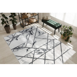 Dywan EMERALD ekskluzywny 0085 glamour, stylowy marmur, geometryczny biały / srebrny  280x370cm