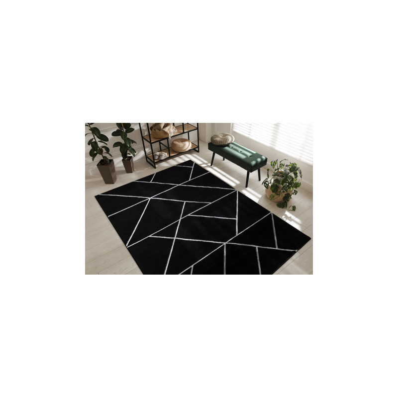 Dywan EMERALD ekskluzywny 7543 glamour, stylowy geometryczny czarny / srebrny 120x170cm Dywan EMERALD ekskluzywny 7543 glamour, stylowy geometryczny czarny / srebrny 120x170cm