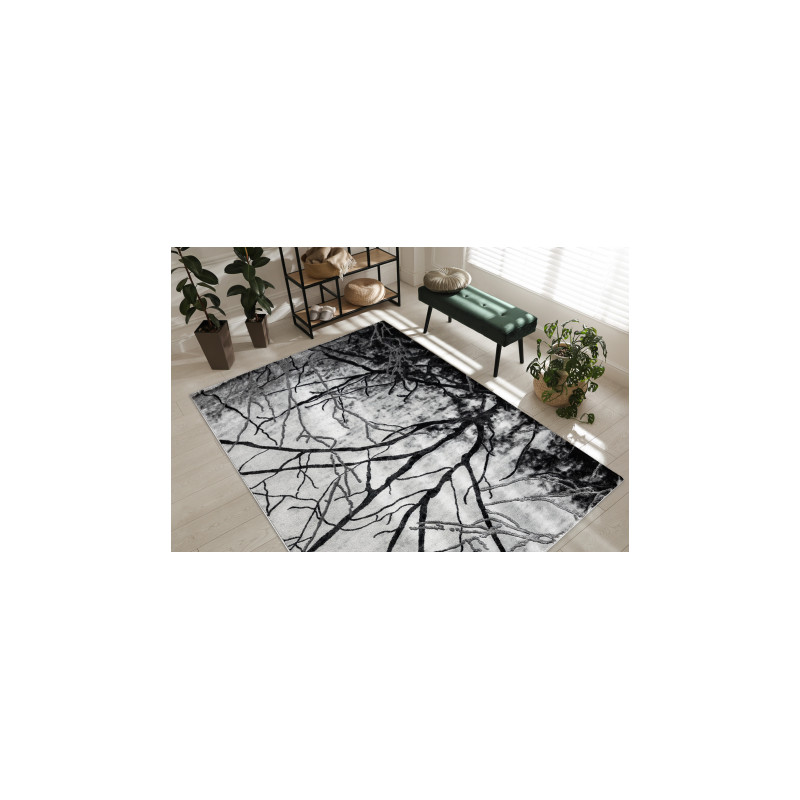 Dywan EMERALD ekskluzywny 3820 glamour, stylowy drzewo srebrny  80x150cm