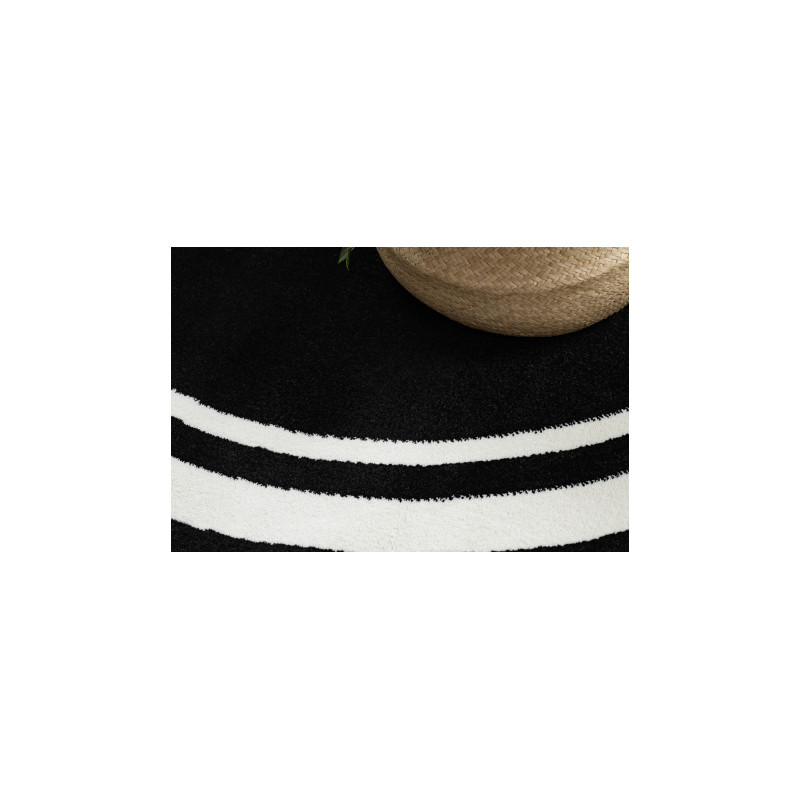 Dywan HAMPTON Border koło ramka czarny koło 140cm