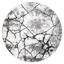 Dywan nowoczesny COZY 8873 Koło Cracks Popękany beton - Strukturalny, dwa poziomy runa ciemny szary koło 120cm