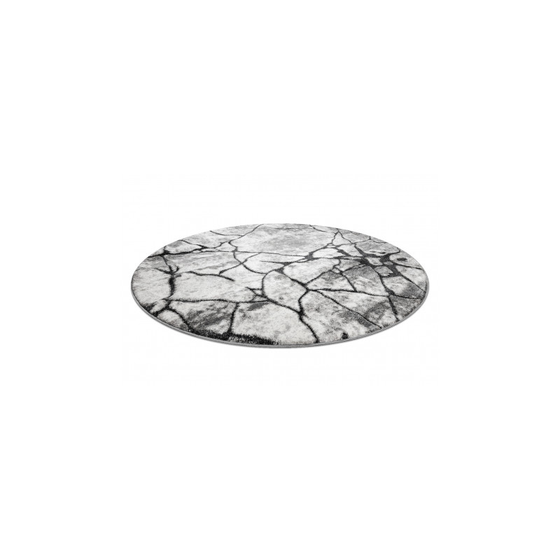 Dywan nowoczesny COZY 8873 Koło Cracks Popękany beton - Strukturalny, dwa poziomy runa ciemny szary koło 120cm