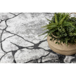 Dywan nowoczesny COZY 8873 Koło Cracks Popękany beton - Strukturalny, dwa poziomy runa ciemny szary koło 120cm