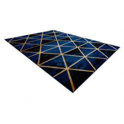 Dywan EMERALD ekskluzywny 1020 glamour, stylowy marmur, trójkąty granatowy / złoty 80x150cm