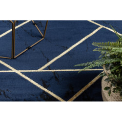 Dywan EMERALD ekskluzywny 1012 glamour, stylowy geometryczny granatowy / złoty 80x150cm