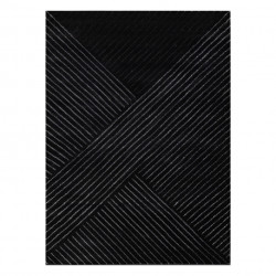 Dywan EMERALD ekskluzywny A0084 glamour, stylowy, linie, geometryczny czarny / srebrny  80x150cm
