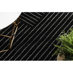 Dywan EMERALD ekskluzywny A0084 glamour, stylowy, linie, geometryczny czarny / srebrny  200x290cm
