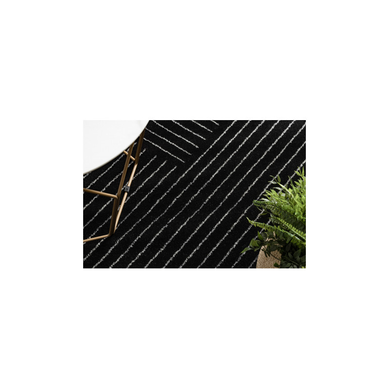 Dywan EMERALD ekskluzywny A0084 glamour, stylowy, linie, geometryczny czarny / srebrny  200x290cm