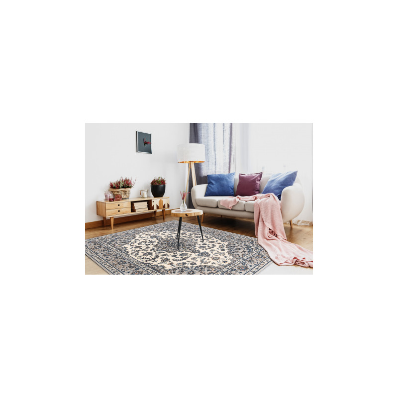 Dywan NAIN Ramka ornament 7335/51935 beż / granat 80x150cm