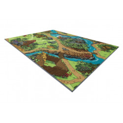 DYWAN REBEL ROADS Dino World 29 Dinozaury, dla dzieci antypoślizgowy - szary / zielony 95x133cm