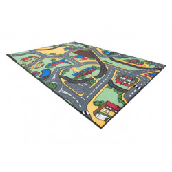 DYWAN REBEL ROADS Playtime 95 Miasteczko, dla dzieci antypoślizgowy - szary / zielony 95x200cm
