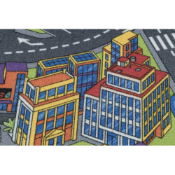 DYWAN REBEL ROADS Town life 97 Duże miasto, ulice dla dzieci antypoślizgowy - szary 140x200cm