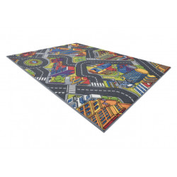DYWAN REBEL ROADS Urban life 97 Metropolia, ulice dla dzieci antypoślizgowy - szary 140x200cm