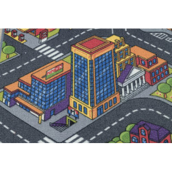 DYWAN REBEL ROADS Urban life 97 Metropolia, ulice dla dzieci antypoślizgowy - szary 140x200cm