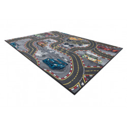 DYWAN REBEL ROADS Racers 97 Uliczki, samochody dzieci antypoślizgowy - szary 95x200cm