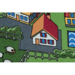 DYWAN REBEL ROADS Village life 90 Osada, dla dzieci antypoślizgowy - szary 140x200cm