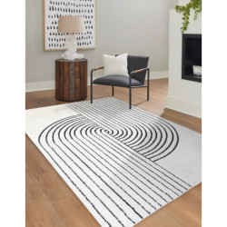 Dywan MODE 8587 geometryczny krem / czarny 140x190cm Dywan MODE 8587 geometryczny krem / czarny 140x190cm
