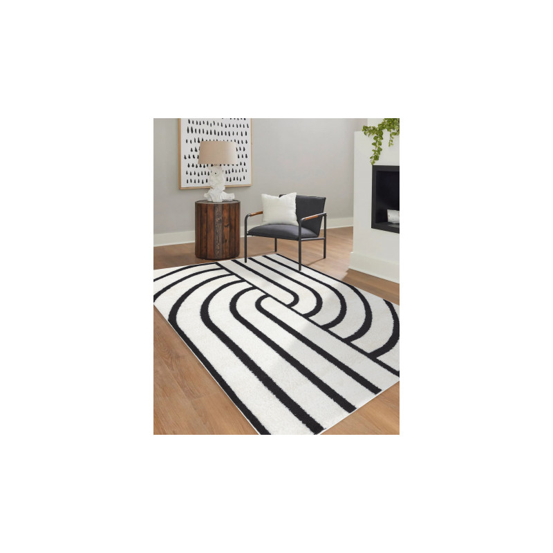 Dywan MODE 8631 geometryczny krem / czarny 80x150cm