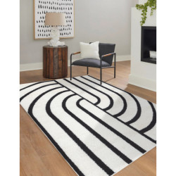 Dywan MODE 8631 geometryczny krem / czarny 160x220cm Dywan MODE 8631 geometryczny krem / czarny 160x220cm