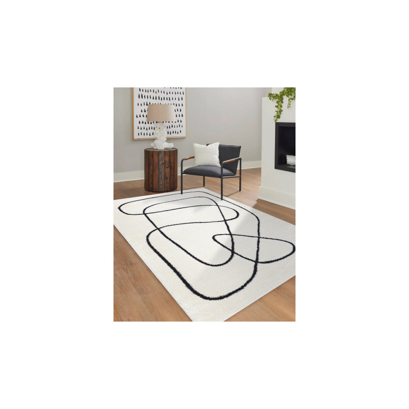 Dywan MODE 8377 abstrakcja krem / czarny 80x150cm