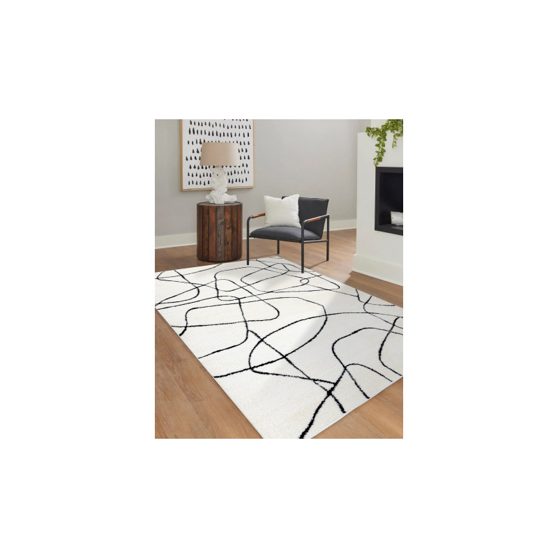 Dywan MODE 8522 abstrakcja krem / czarny 80x150cm
